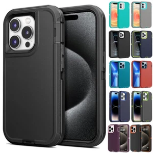 For iPhone 16 12 13 14 15 Pro Max Phone Case Heavy Duty Shockproof Rugged Cover - Picture 1 of 72