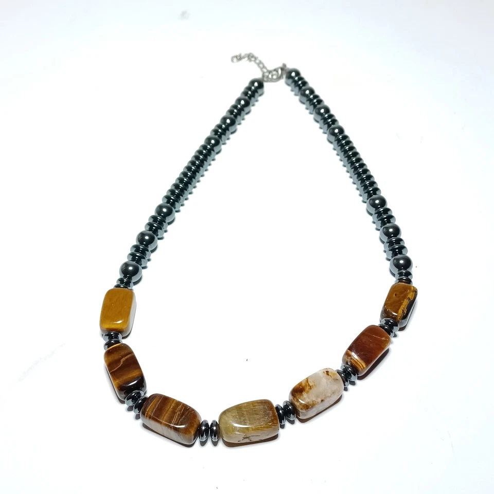 Natural Tiger Eye And Hematite 19.5" Necklace Women’s Jewelry Necklace - Image 1 of 3