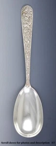 Antique Sterling Silver Kirk Repousse Flower Serving Spoon 9 1/2" - Picture 1 of 4