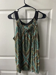 Rafaella Tanktop Damen Plus 1x mehrfarbig Swing Rautenmuster braun türkis - Bild 1 von 6