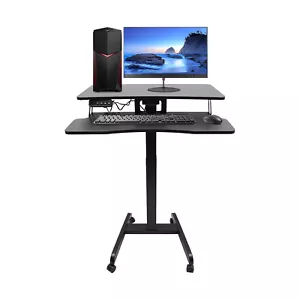 Schwarzer rollender elektrischer Podium Schreibtisch höhenverstellbar mit Rollen für Büro Zuhause - Bild 1 von 16
