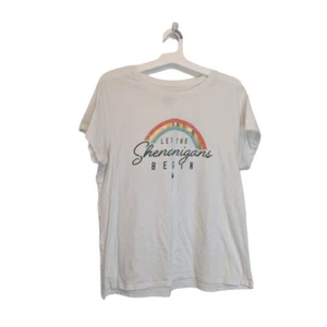 Let The Shenanigans Begin - St. Patrick's Day Women's White Tee Size XL - Picture 1 of 4