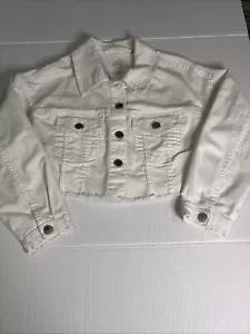 Wonder Nation M 7-8 Short White Jean Jacket Fringed Hem  - Picture 1 of 6