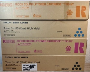 Ricoh Savin Lanier 145 HY X4 B/C/M/Y Color LP Toner Cartridge Genuine FULL SET 4 - Picture 1 of 1
