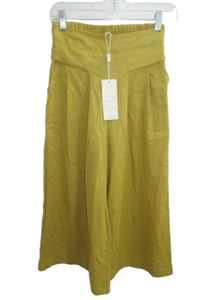Komili Yellow Elasticated Waist Gauchos Wide Palazzo Pants L May fit M New - Picture 1 of 5