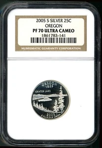 2005-S 25c Silver Oregon Quarter PF70UCAM NGC # 1861783-141 + Bonus - Picture 1 of 2
