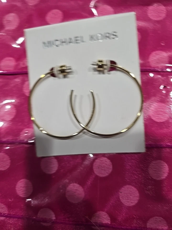 Michael Kors Large Hoop Earrings Rose Gold SS Mkj4163 MKJ4163791