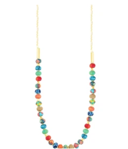 NEW JILZARAH Handmade Clay Beads SEDONA SKY ORANGE BLUE Beaded 6mm Necklace - Picture 1 of 3
