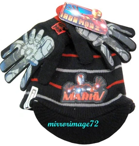 Marvel Iron Man-2 MarkV Boy's Hat & Gloves 2 Piece Reversible Set - NWT - Picture 1 of 2