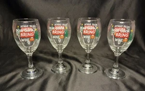 "Dear Santa Just Bring Wine" Weihnachten Urlaub Weingläser 10oz 4er Set - Bild 1 von 4