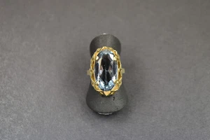 Damenring Gold 585, blauer Topas in RG 52/16,5 mm wohl 1960 er Jahre - Bild 1 von 5
