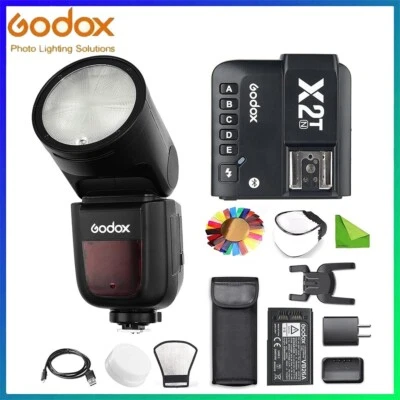 Godox V1-N Round Head Camera Flash Speedlite TTL 2.4G Speedlight + X2T for Nikon - Image 1 of 4