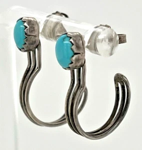 Orecchini turchese OOAK nativi americani argento sterling bellezza addormentata 3/4" - Foto 1 di 3