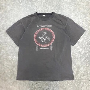 Camiseta de Colección Años 90 Negra Descolorida Rastro de Lágrimas Nativa Navajo Puntada Única EE. UU. Arte - Imagen 1 de 4