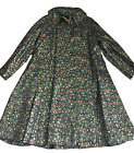 Manteau brocart soie vintage années 50 Abraham & Straus noir floral A-line