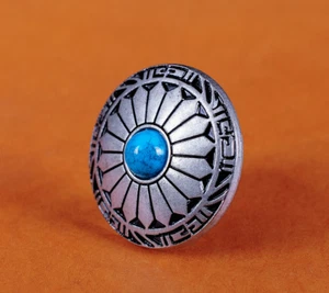 10X Turquoise Flower Leathercraft Western Saddles Wallet Silver Conchos Decor - Picture 1 of 10