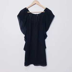 Tokito Dress Womens 8 Black Layered Ruffle Beaded sheath - Picture 1 of 10