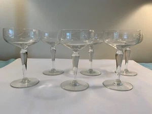 Juego de 6 vasos de champán/sorbete elegantes grabados de colección con flores y hojas - Imagen 1 de 12