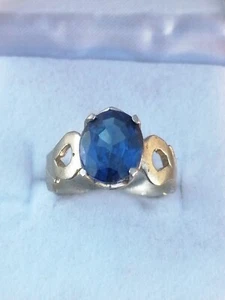 Gergeous blauer Zirkon marokkanischer massiver Silber handgefertigter Ring Größe 10,5 5,4 g - Bild 1 von 12
