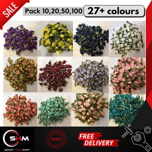 Mini kleines Satinband Rosenknospen Blumen mit grünen Blättern APPLIKATION HANDWERK - Bild 1 von 131