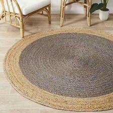 Rug 100% Natural Jute Braided Round Area Rug Farmhouse Rustic Look Floor Carpet