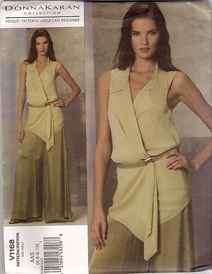 Vogue Designer Sewing Pattern 1168, Donna Karan Top and Pants, Size 4 - 10 Uncut - Image 1 of 2