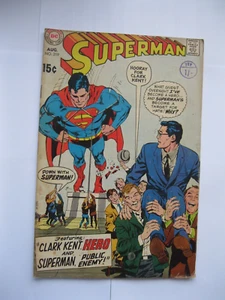 Superman Aug #219 DC 1969 Public Enemy - Clark Kent Hero , comic book - Foto 1 di 4