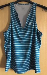 Nike Dri-fit Ladies Teal Striped Sports Top With Racerback Size XL VGC - Picture 1 of 3