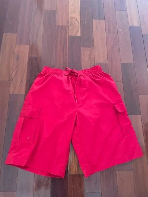 Lands End Men XL Red Swim Trunks Mesh Lined Pockets Polyester - Image 1 of 3