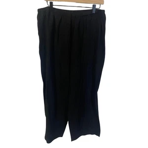Eileen Fisher schwarze Leinenmischung Cropped weites Bein Freizeithose elastischer Bund Gr. M - Bild 1 von 7