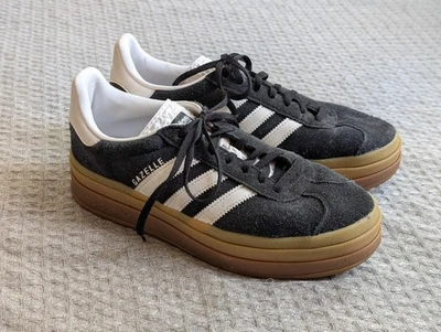 Adidas Gazelle Negrita Zapatos Mujer Talla 9 Negro Blanco Plataforma Gamuza Suela Apilada Foto 1 de 4