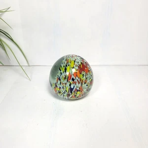 Retro Briefbeschwerer Rund Kunst Glas Mehrfarbig Konfetti - Bild 1 von 4