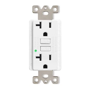 Receptáculo de toma GFCI de 20 amperios indicador LED no TR grado residencial con placa de pared - Imagen 1 de 12