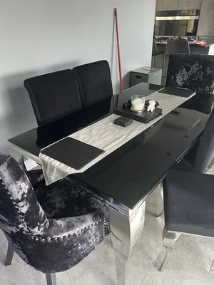 Table In Six Chairs Glass Table, 2 Chairs With Knockers ￼￼ - Image 1 of 4