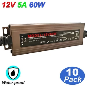 Power Supply 12v 5a AC100-240V Converter 12 Volt Led Strip Light Transformer *10 - Picture 1 of 10