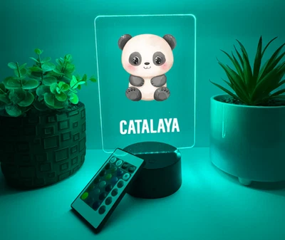 UV Printed Cute Panda Light Up, Personalized FREE, Animal LED Lamp, Kid Friendly - Image 1 of 4