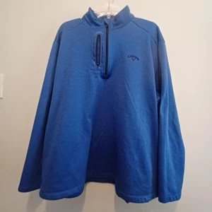 Callaway Mens 2XL Blue 1/4 Zip Pullover 3 Pockets UPF Protection Athletic Sport - Picture 1 of 8