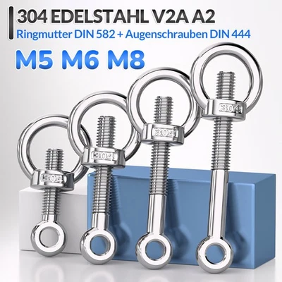 M5 M6 M8 Edelstahl V2A A2 Ringmutter DIN 582 + Augenschrauben DIN 444 - Bild 1 von 4