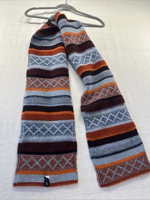 Y2K GAP Striped Knit Scarf Colorful 100% Wool Chunky Gilmore Girls Vintage Earth - Image 1 of 4