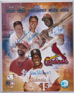 Bob Gibson, Ozzie Smith, Stan Musial, Lou Brock, Schoendienst AUTÓGRAFO 8x10 certificado de autenticidad - Imagen 1 de 9