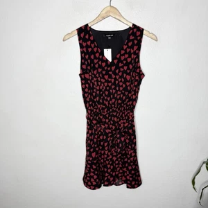 New Sugar Lips Black Red Sleeveless Ruffle Hem Heart Dress Women’s XS Retro Love - Picture 1 of 10