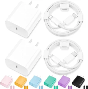 iPhone Schnell Ladegerät 20W USB-C PD Block + 6FT Kabel MFi Zertifiziert 2er Pack Weiß - Bild 1 von 7
