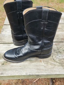 Justin Boots Men's 3133 Jackson 10" Black Round Toe Roper Boots, Size 6.5 EE USA - Picture 1 of 16