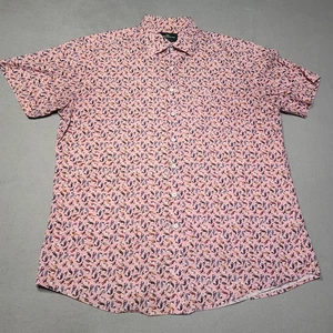 Rodd & Gunn Shirt Mens XL Pink Bird Print Short Sleeve Sports Fit Woven Italy - Picture 1 of 9