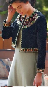 Soft Surroundings Women XL Threads of Life Velvet Bolero blazer jacket Beaded - Picture 1 of 11