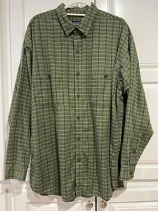 Patagonia Camicia Uomo Taglia XL Verde Plaid Bottoni 100% Cotone Biologico - Foto 1 di 5