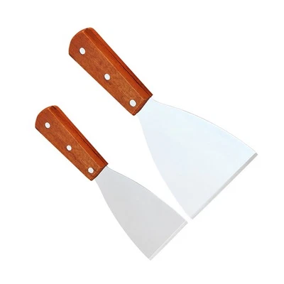  2 Pcs Kitchen Clean Tool Utensils Stainless Steel Cake Spatula Scraper - Image 1 of 4