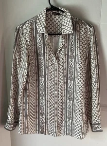 J. McLaughlin Damen Seide Knopfleiste Hemd Größe Small Kettenglied Reitregal - Bild 1 von 8