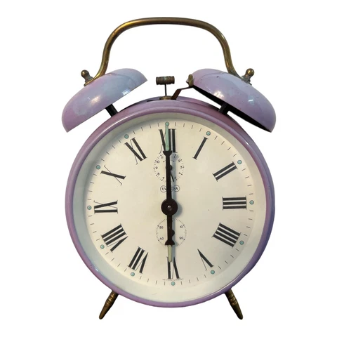 Vintage Uwestra West Germany Purple Alarm Clock Manual Wind Cover