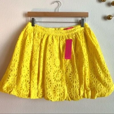 NUEVO CON ETIQUETAS $128 Falda Lilly Pulitzer Leah Amarilla Gran Tamaño Molinete Ojales Burbuja Talla 6 Foto 1 de 4
